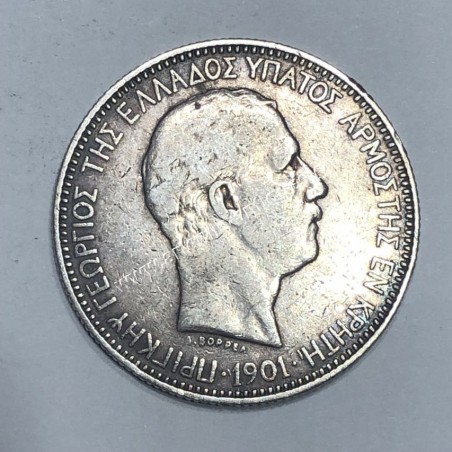 5 Δραχμές 1901 Πρίγκηπας Γεώργιος Κρητική Πολιτεία