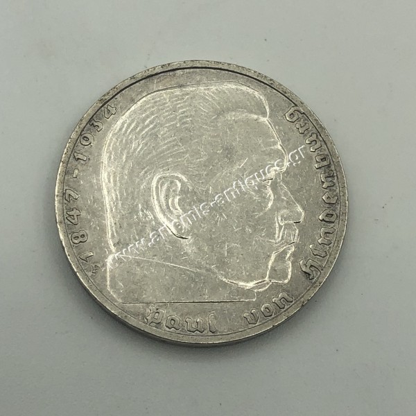 2 Marks 1937 F Paul von Hindenburg Germany