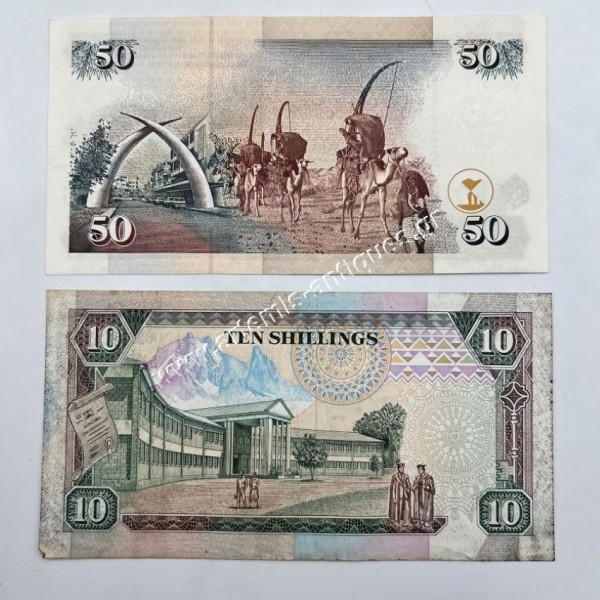 10 Shillings 1989 and 50 Shillings 1999 Κένυα