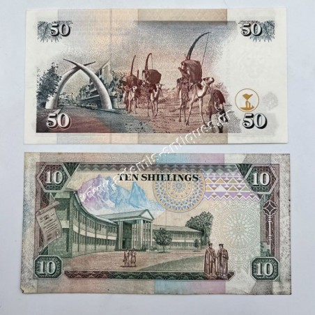 10 Shillings 1989 and 50 Shillings 1999 Κένυα