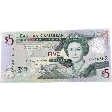 5 Dollars 2008 P-47a Elizabeth II Πολιτείες της Ανατολικής Καραϊβικής