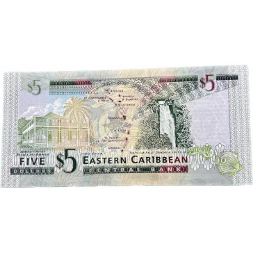 5 Dollars 2008 P-47a Elizabeth II East Caribbean States 2