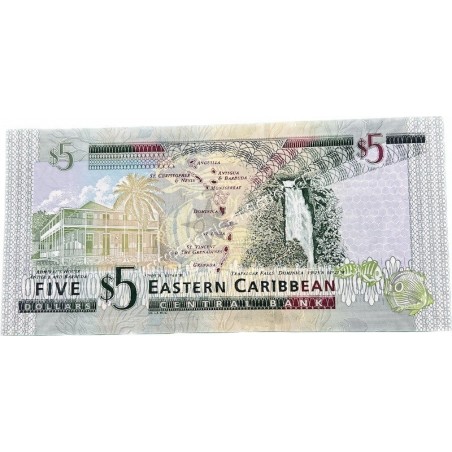 5 Dollars 2008 P-47a Elizabeth II East Caribbean States