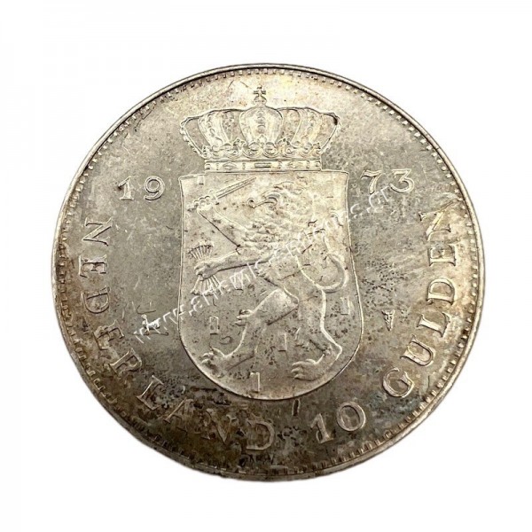 10 Gulden 1973 Juliana 25th Reign Anniversary Proof Netherlands