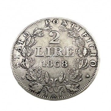 2 Lire 1868 XXII Pius IX Papal States 2