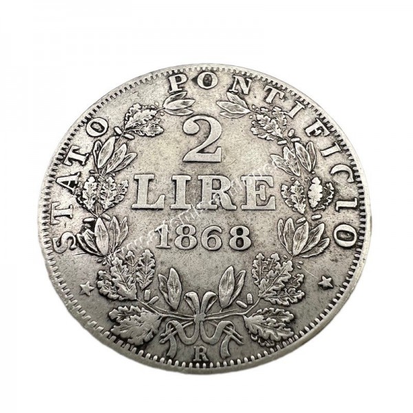 2 Lire 1868 XXII Pius IX Παπικά Κράτη