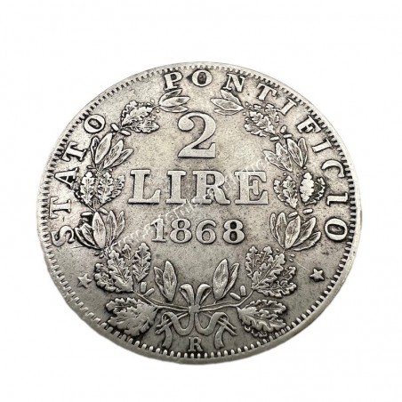 2 Lire 1868 XXII Pius IX Παπικά Κράτη