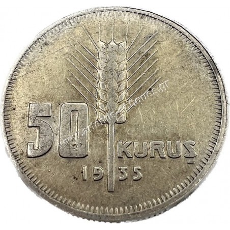 50 Kurus 1935 Turkey Key Date