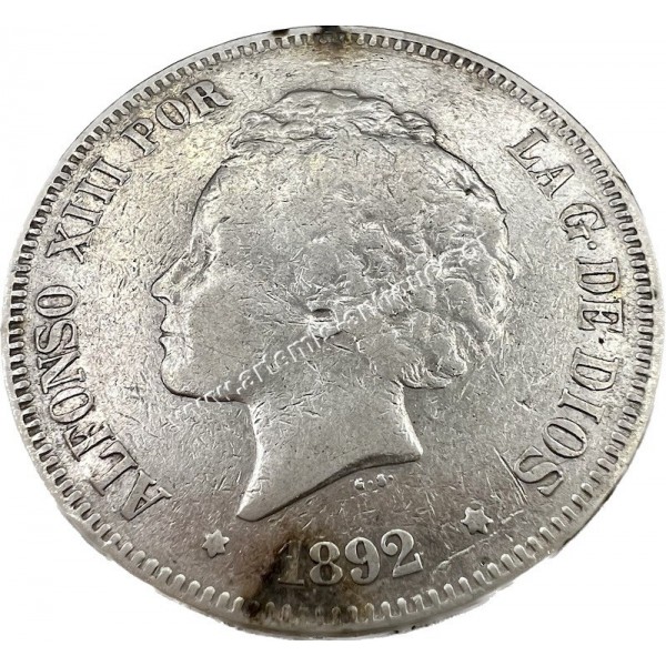 5 Pesetas 1892 Alfonso XIII Ισπανία