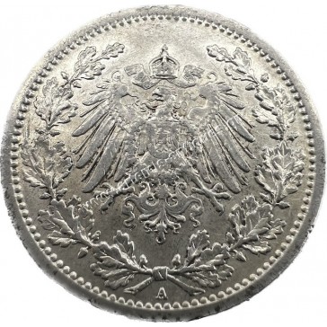 1/2 Mark 1908 UNC A Willhelm II Germany