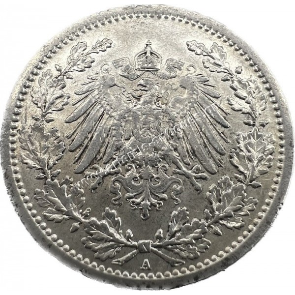 1/2 Mark 1908 UNC A Willhelm II Γερμανία