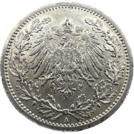 1/2 Mark 1908 UNC A Willhelm II Germany