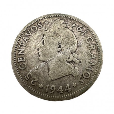 25 Centavos 1944 Dominican Republic