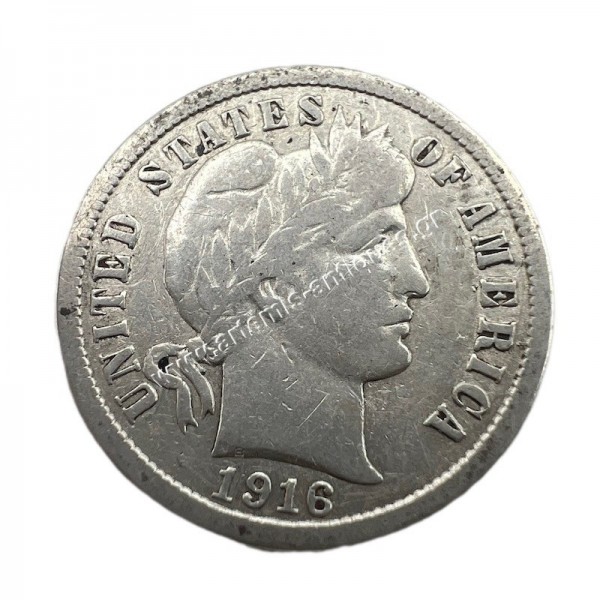 10 Cents 1916 Barber Dime