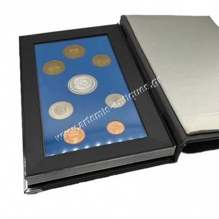 Greek Complete Proof Coin Set 1993 and 500 Drachmas Silver Coin in Leather Case