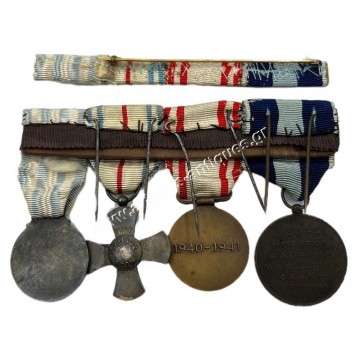 Greek Red Cross Bar of 4 Medals and the Ribbon Bar WW2 2