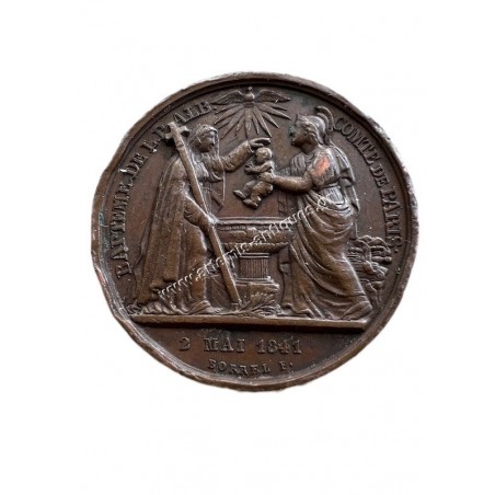 Baptism of Louis Philippe d'Orléans 2 May 1841 Medal by Borrel