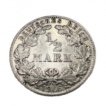1/2 Mark 1906 D Wilhelm II Γερμανία 2