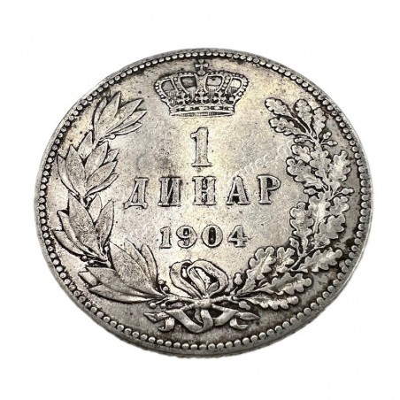 1 Dinar 1904 Medal Alignment with Designer's Name Petar I Σερβία