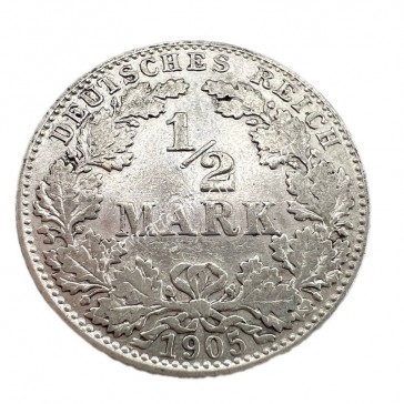 1/2 Mark 1905 D Wilhelm II Γερμανία 2