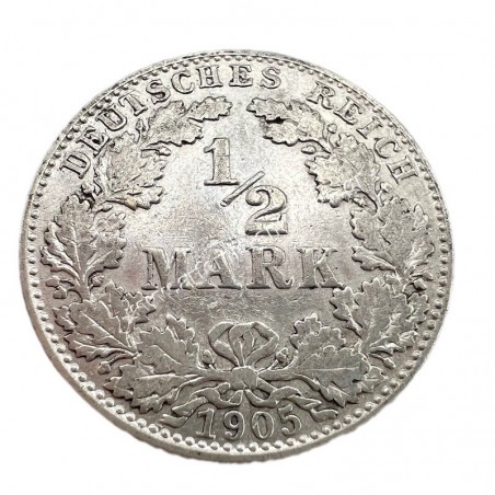 1/2 Mark 1905 D Wilhelm II Germany