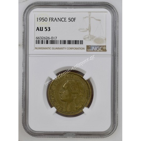 50 Francs 1950 KM-918.1 NGC AU53 France Rare
