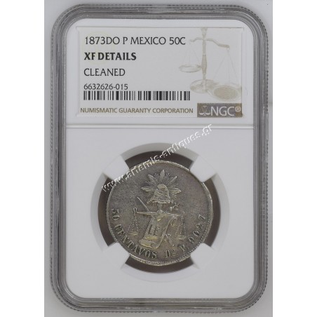 50 Centavos 1873 DO P NGC XF Details Cleaned Mexico Rare