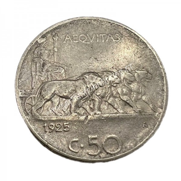 50 Centesimi 1925 Vittorio Emanuele III Reeded Edge Ιταλία