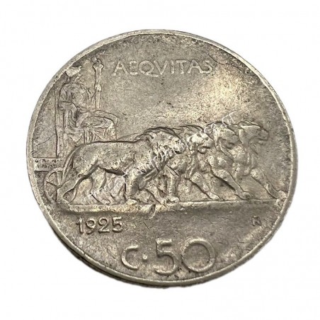 50 Centesimi 1925 Vittorio Emanuele III Reeded Edge Italy