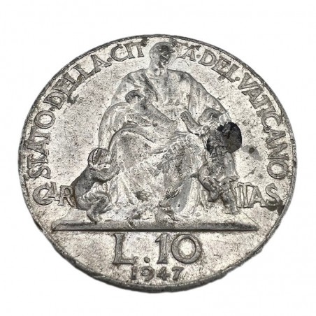 10 Lira 1947 Pius XII Vatican City