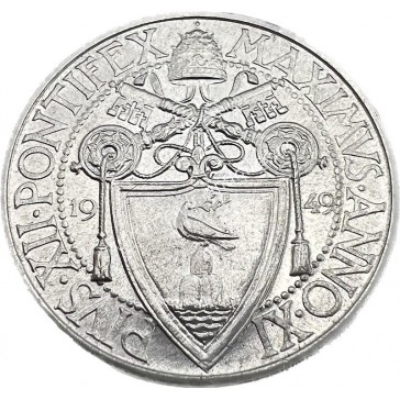 1 Lira 1949 Pius XII UNC Rare Vatican City 2