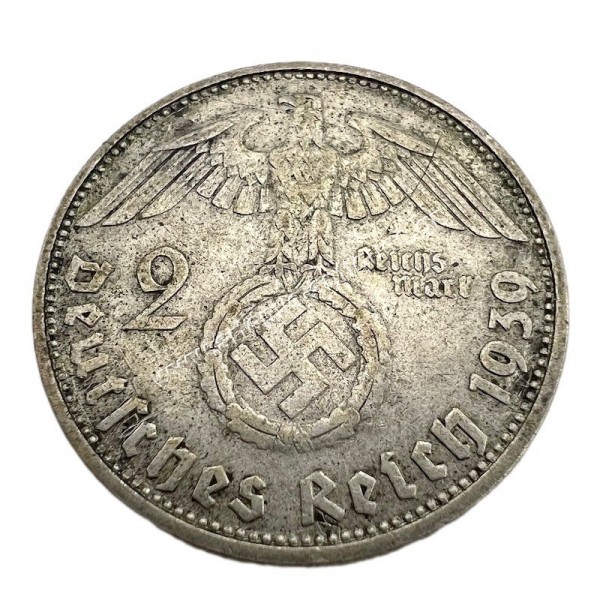 2 Marks 1939 D Paul von Hindenburg Germany