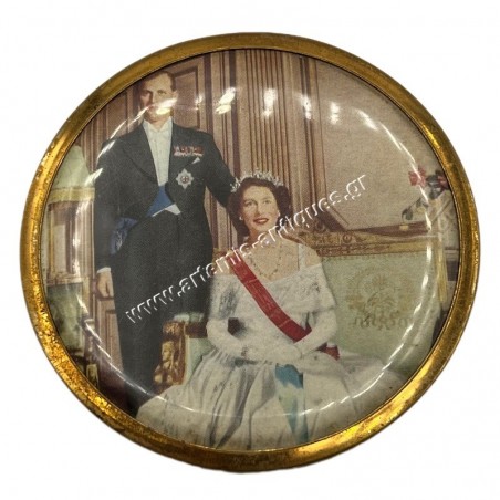 Queen Elizabeth and Prince Philip 1950's Mirrored Powder Case