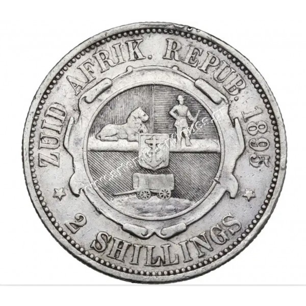 2 Shillings 1895 CCG VF30 Edge Marks South Africa