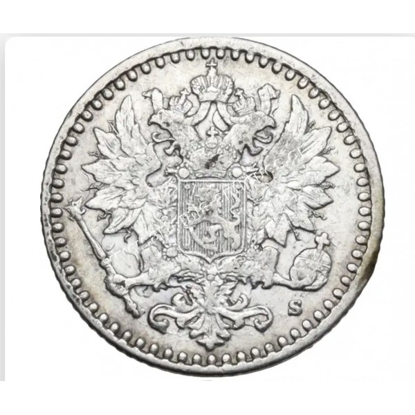 25 Pennia 1865 Alexander II CCG XF 45 Finland