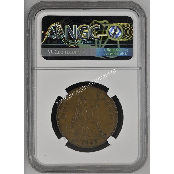 1 Penny 1945 George VI NGC Mint Error VF 30 BN Obverse Lamination Μ. Βρετανία