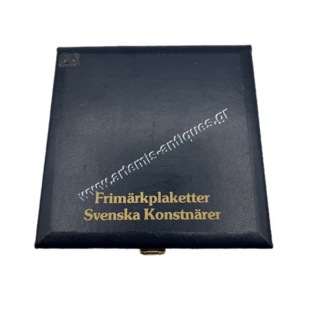 Stamp plaques 4 bronze Swedish artists in box