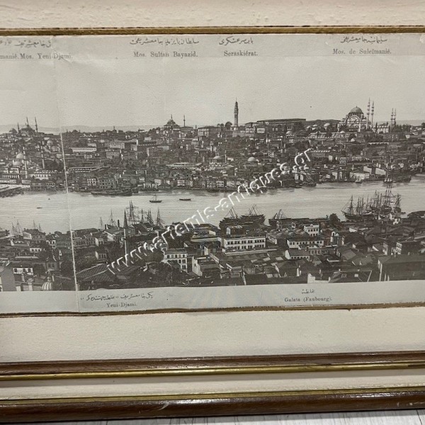 19th century Lithograph based on Photographs Panorama from Galata Tower Sebah & Joaillier 1878