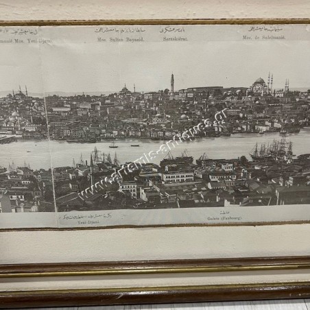 19th century Lithograph based on Photographs Panorama from Galata Tower Sebah & Joaillier 1878