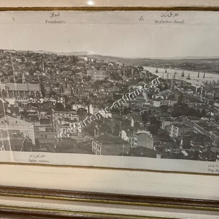 19th century Lithograph based on Photographs Panorama from Galata Tower Sebah & Joaillier 1878