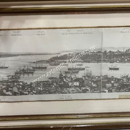 19th century Lithograph based on Photographs Panorama from Galata Tower Sebah & Joaillier 1878