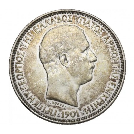 5 Drachmas 1901 Prince George Cretan State CCG XF40