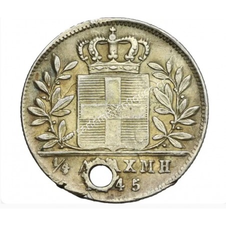 1/4 Δραχμή 1845 ΄Όθωνας CCG XF40 με τρύπα