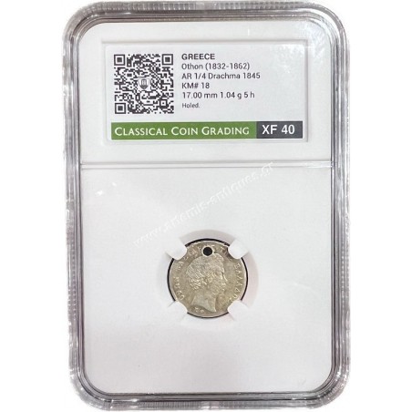 1/4 Δραχμή 1845 ΄Όθωνας CCG XF40 με τρύπα