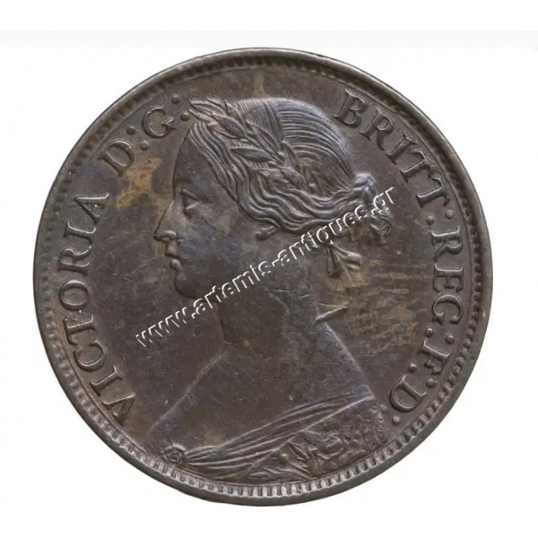 1 Farthing 1860 Victoria Great Britain CCG AU53 Brown Copper