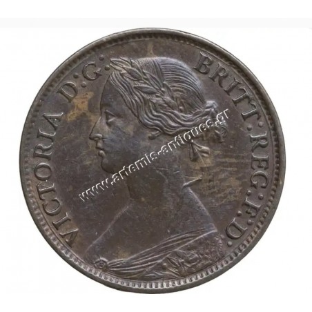 1 Farthing 1860 Victoria Μεγάλη Βρετανία CCG AU53 Brown Copper