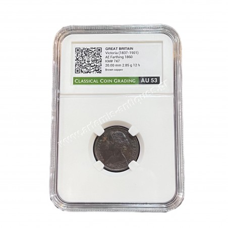 1 Farthing 1860 Victoria Great Britain CCG AU53 Brown Copper