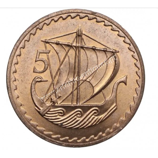5 Mils 1972 Κύπρος CCG MS67 Nick on Edge