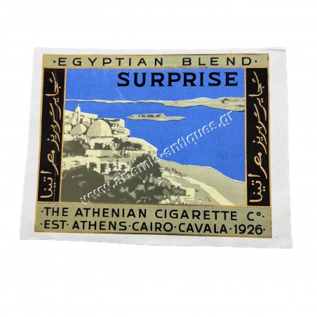 Surprise , Egyptian Blend , the Athenian Cigarettes , est. Athens, Cairo, Cavala 1926 Lithograph