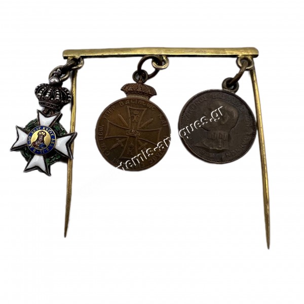 Greek Bar of 3 Miniature Medals Balkan Wars